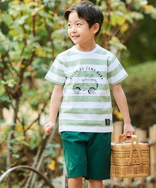 BeBe / べべ Tシャツ | ボーダーキャンピングカープリント杢天竺半袖Tシャツ(80~150cm) | 詳細10