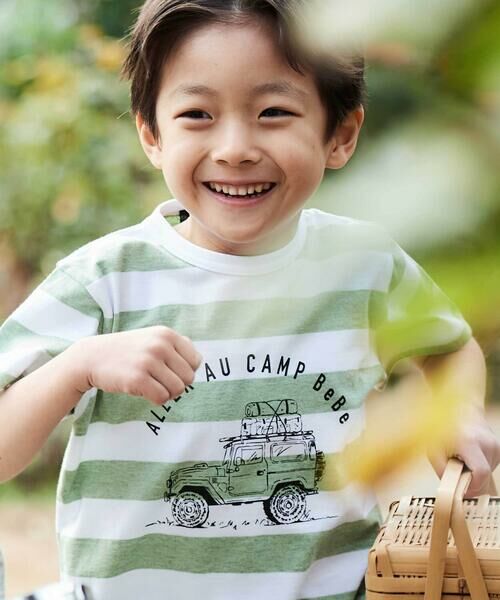 BeBe / べべ Tシャツ | ボーダーキャンピングカープリント杢天竺半袖Tシャツ(80~150cm) | 詳細11
