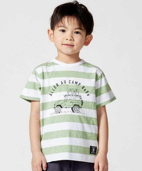 BeBe / べべ Tシャツ | ボーダーキャンピングカープリント杢天竺半袖Tシャツ(80~150cm) | 詳細15