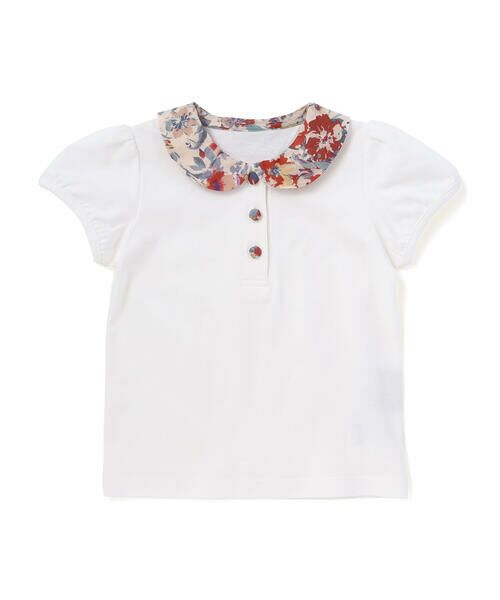 BeBe / べべ Tシャツ | 【お揃い】【DEVEAUX】フラワープリント丸襟くるみボタンパフスリーブTシャツ(90~140cm) | 詳細4