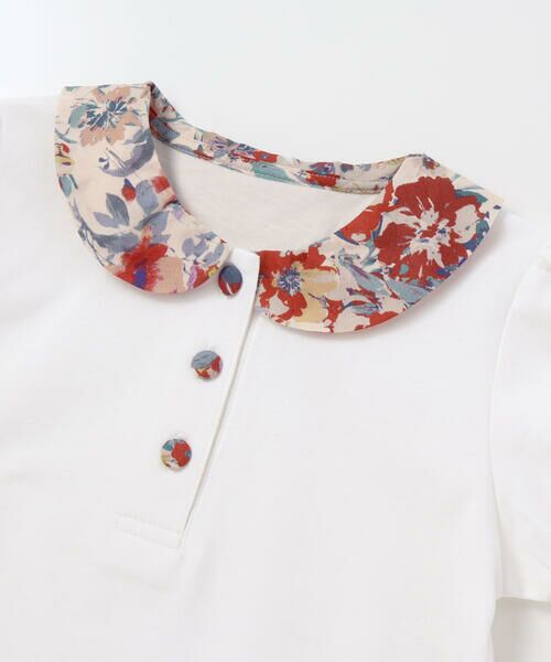 BeBe / べべ Tシャツ | 【お揃い】【DEVEAUX】フラワープリント丸襟くるみボタンパフスリーブTシャツ(90~140cm) | 詳細6