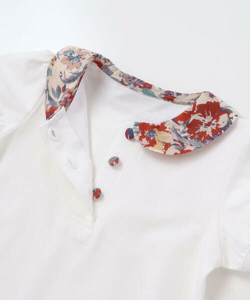 BeBe / べべ Tシャツ | 【お揃い】【DEVEAUX】フラワープリント丸襟くるみボタンパフスリーブTシャツ(90~140cm) | 詳細7