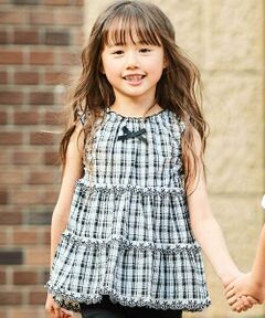 BeBe / べべ シャツ・ブラウス | 【お揃い】マドラスチェックサッカーティアードチュニックブラウス(80~150cm)