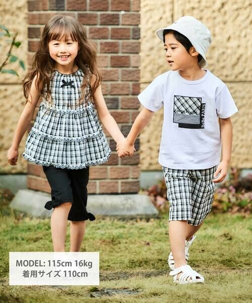 BeBe / べべ シャツ・ブラウス | 【お揃い】マドラスチェックサッカーティアードチュニックブラウス(80~150cm) | 詳細1