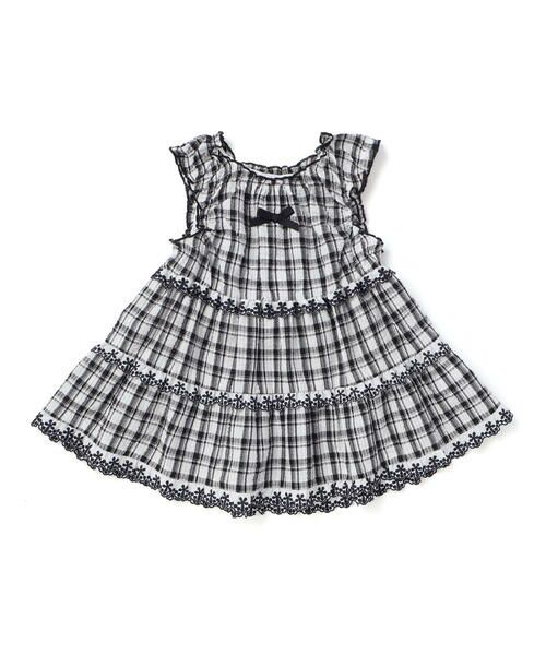 BeBe / べべ シャツ・ブラウス | 【お揃い】マドラスチェックサッカーティアードチュニックブラウス(80~150cm) | 詳細3