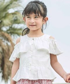 BeBe / べべ シャツ・ブラウス | 2wayオフショルフリルカラーノースリーブペプラムブラウス(100~160cm)