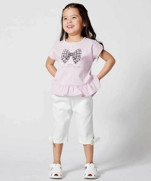 BeBe / べべ ショート・ハーフ・半端丈パンツ | 裾リボンモチーフツイルカプリパンツ(90~150cm) | 詳細2