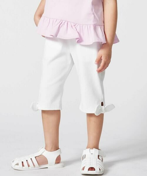 BeBe / べべ ショート・ハーフ・半端丈パンツ | 裾リボンモチーフツイルカプリパンツ(90~150cm) | 詳細4