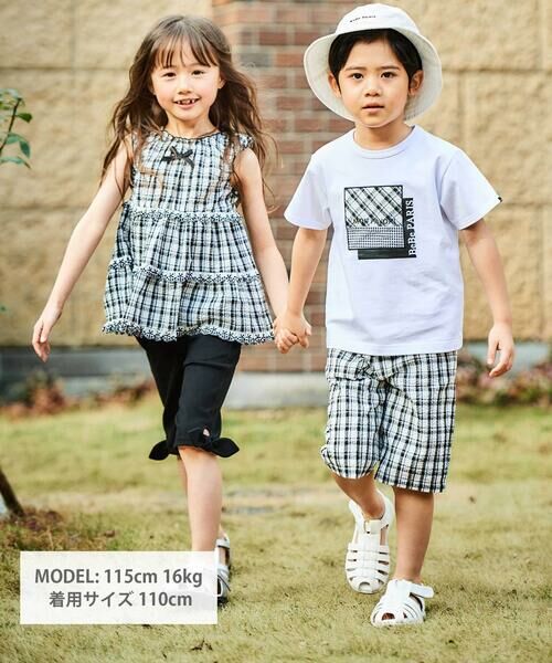 BeBe / べべ ショート・ハーフ・半端丈パンツ | 裾リボンモチーフツイルカプリパンツ(90~150cm) | 詳細7