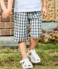 BeBe / べべ ショート・ハーフ・半端丈パンツ | 【お揃い】マドラスチェックサッカーポケット切り替えハーフパンツ(90~150cm)