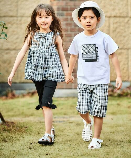 BeBe / べべ ショート・ハーフ・半端丈パンツ | 【お揃い】マドラスチェックサッカーポケット切り替えハーフパンツ(90~150cm) | 詳細2