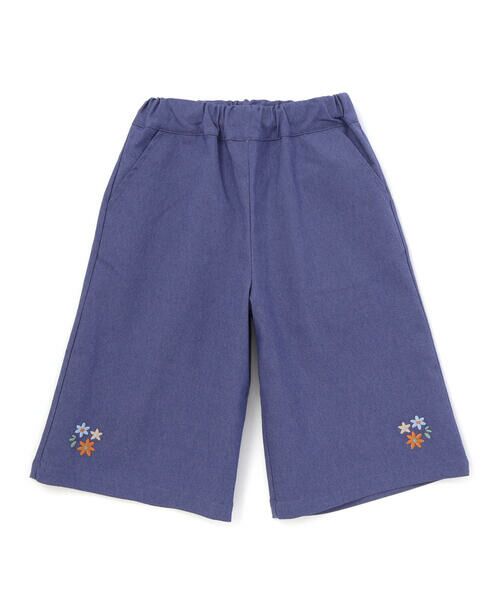 BeBe / べべ ショート・ハーフ・半端丈パンツ | 【抗菌・防臭】フラワー刺しゅうストレッチツイル6分丈ワイドパンツ(90~130cm) | 詳細4