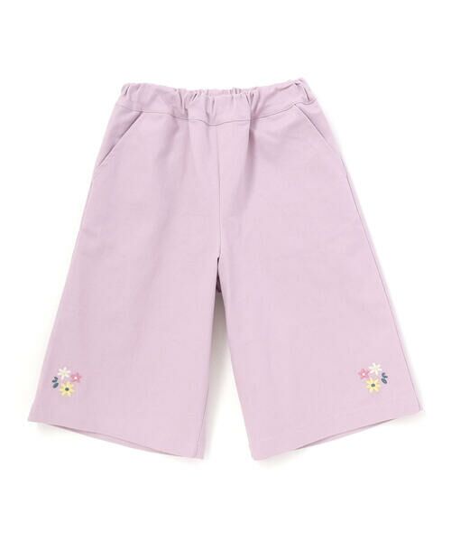 BeBe / べべ ショート・ハーフ・半端丈パンツ | 【抗菌・防臭】フラワー刺しゅうストレッチツイル6分丈ワイドパンツ(90~130cm) | 詳細14