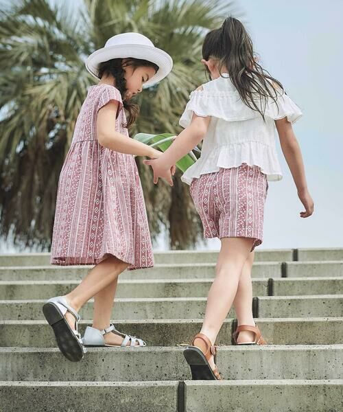 BeBe / べべ ショート・ハーフ・半端丈パンツ | 【お揃い】シャンブレーレース刺しゅうストライプショートパンツ(90~150cm) | 詳細3