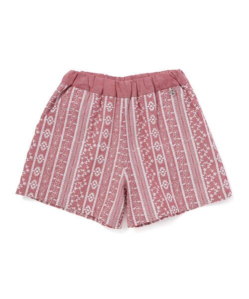 BeBe / べべ ショート・ハーフ・半端丈パンツ | 【お揃い】シャンブレーレース刺しゅうストライプショートパンツ(90~150cm) | 詳細6