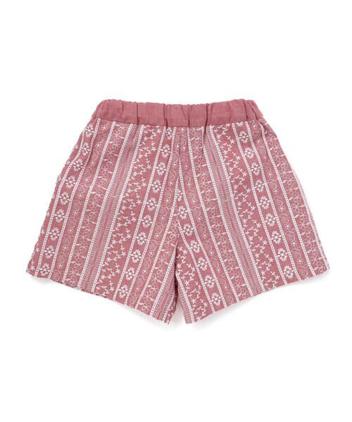 BeBe / べべ ショート・ハーフ・半端丈パンツ | 【お揃い】シャンブレーレース刺しゅうストライプショートパンツ(90~150cm) | 詳細7