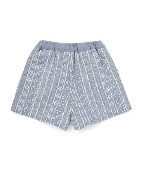 BeBe / べべ ショート・ハーフ・半端丈パンツ | 【お揃い】シャンブレーレース刺しゅうストライプショートパンツ(90~150cm) | 詳細10