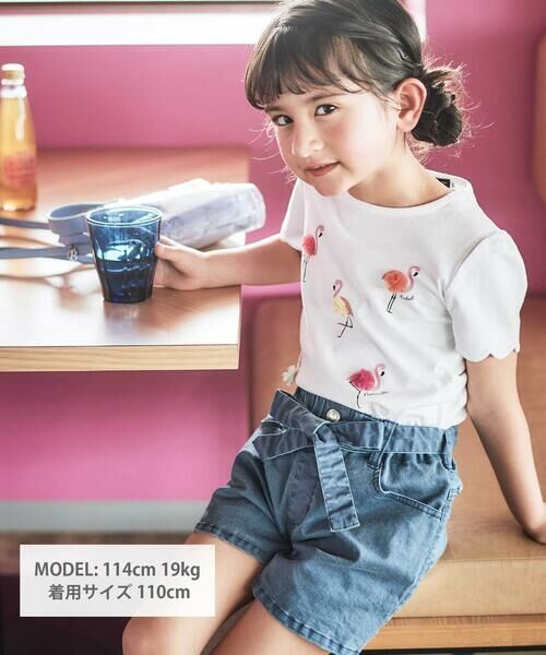 BeBe / べべ ショート・ハーフ・半端丈パンツ | カラーツイルベルト付きサファリショートパンツ(90~160cm) | 詳細1