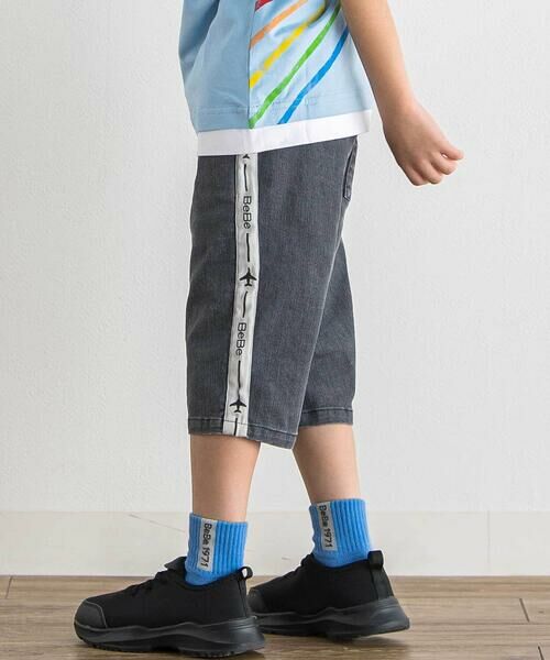 BeBe / べべ ショート・ハーフ・半端丈パンツ | 【ブルーインパルス】サイドテープストレッチツイルハーフパンツ(90~140cm)（ブラック）