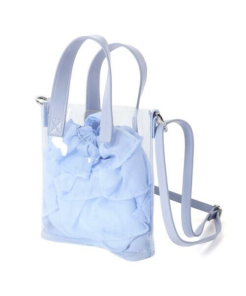 BeBe / べべ ショルダーバッグ | フリル巾着inクリアポシェット（ブルー）