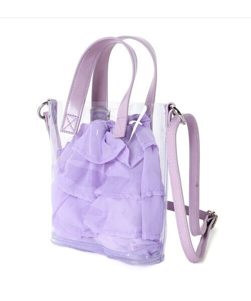 BeBe / べべ ショルダーバッグ | フリル巾着inクリアポシェット（パープル）