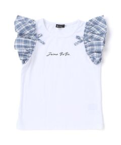 BeBe / べべ Tシャツ | 【お揃い】マドラスチェックサッカーフリル袖Tシャツ(90~150cm)