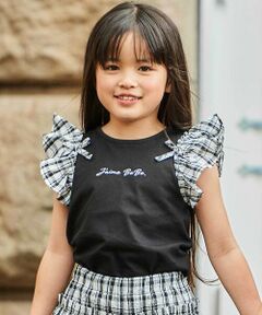 BeBe / べべ Tシャツ | 【お揃い】マドラスチェックサッカーフリル袖Tシャツ(90~150cm)