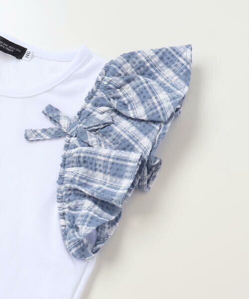 BeBe / べべ Tシャツ | 【お揃い】マドラスチェックサッカーフリル袖Tシャツ(90~150cm) | 詳細4