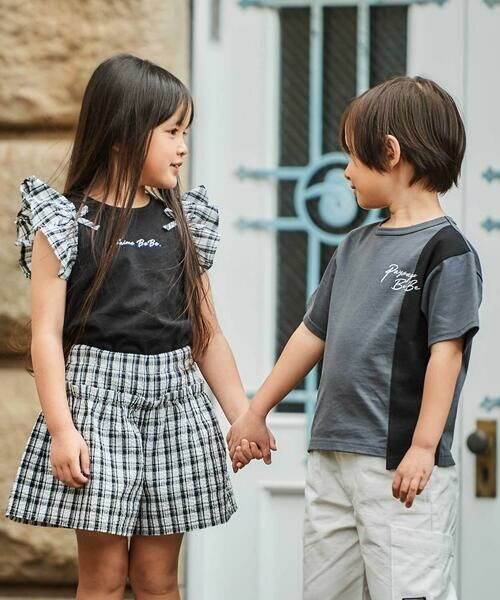 BeBe / べべ Tシャツ | 【お揃い】マドラスチェックサッカーフリル袖Tシャツ(90~150cm) | 詳細10