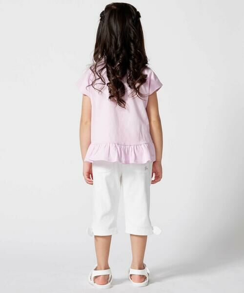 BeBe / べべ Tシャツ | 【接触冷感】チェックリボンプリント裾フリルヘムラインTシャツ(90~150cm) | 詳細2