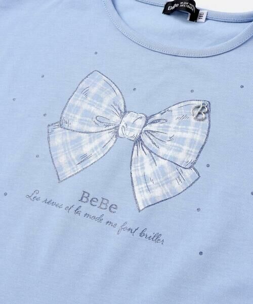 BeBe / べべ Tシャツ | 【接触冷感】チェックリボンプリント裾フリルヘムラインTシャツ(90~150cm) | 詳細11