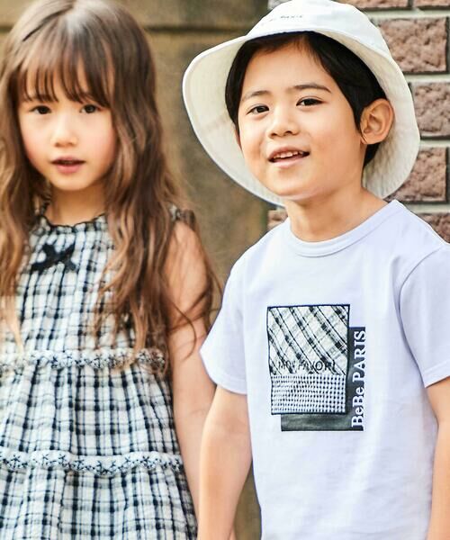 BeBe / べべ Tシャツ | 【接触冷感】【お揃い】マドラスチェックパッチ天竺半袖Tシャツ(90~150cm) | 詳細3