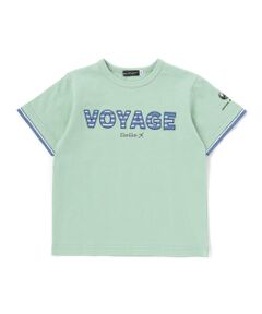 BeBe / べべ Tシャツ | 【JALコラボ】VOYAGEボーダーロゴパッチ半袖Tシャツ(100~130cm)