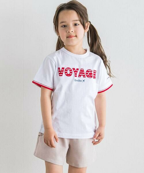 BeBe / べべ Tシャツ | 【JALコラボ】VOYAGEボーダーロゴパッチ半袖Tシャツ(100~130cm) | 詳細2