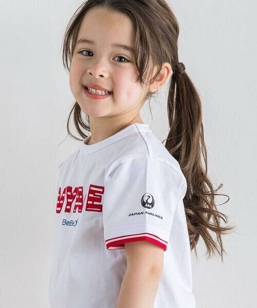 BeBe / べべ Tシャツ | 【JALコラボ】VOYAGEボーダーロゴパッチ半袖Tシャツ(100~130cm) | 詳細3