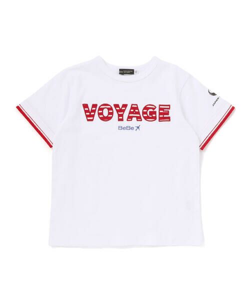 BeBe / べべ Tシャツ | 【JALコラボ】VOYAGEボーダーロゴパッチ半袖Tシャツ(100~130cm) | 詳細5