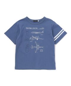 BeBe / べべ Tシャツ | 【JALコラボ】飛行機図面エンボス加工ロゴ半袖Tシャツ(90~140cm)
