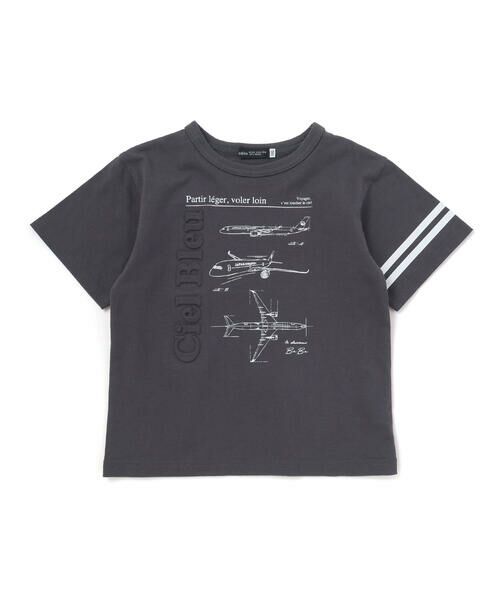 BeBe / べべ Tシャツ | 【JALコラボ】飛行機図面エンボス加工ロゴ半袖Tシャツ(90~140cm) | 詳細6