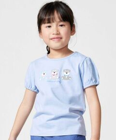 BeBe / べべ Tシャツ | 【抗菌・防臭】シュナウザープリント天竺パフスリーブTシャツ(90~130cm)