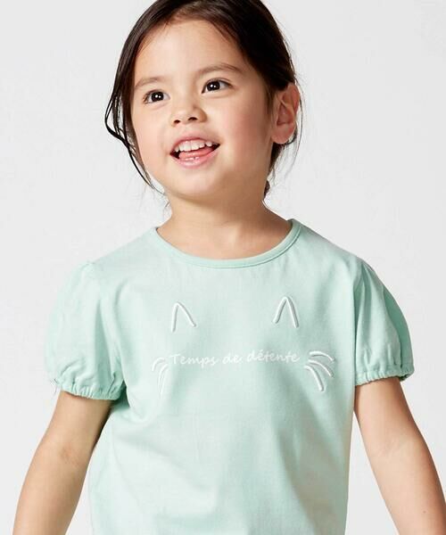 BeBe / べべ Tシャツ | 【抗菌・防臭】ネコ刺しゅう天竺パフスリーブTシャツ(90~130cm) | 詳細2