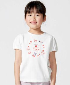 BeBe / べべ Tシャツ | 【抗菌・防臭】ケーキプリント天竺パフスリーブTシャツ(90~130cm)
