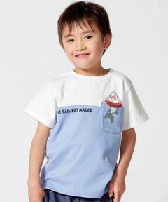 BeBe / べべ Tシャツ | 【抗菌・防臭】バイカラー海の生き物ポケット天竺半袖Tシャツ(90~130cm)