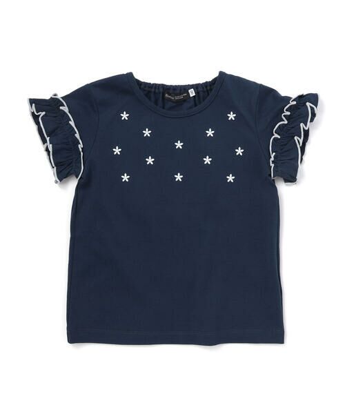 BeBe / べべ Tシャツ | フラワーシャワー刺しゅうフリル天竺半袖Tシャツ(90~150cm) | 詳細7