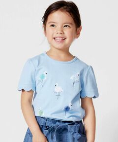 BeBe / べべ Tシャツ | フラミンゴモチーフスカラップ袖Tシャツ(80~150cm)