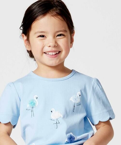 BeBe / べべ Tシャツ | フラミンゴモチーフスカラップ袖Tシャツ(80~150cm) | 詳細8