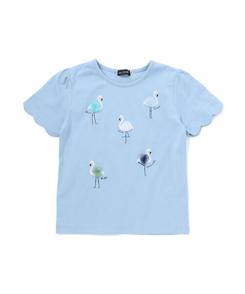 BeBe / べべ Tシャツ | フラミンゴモチーフスカラップ袖Tシャツ(80~150cm) | 詳細9