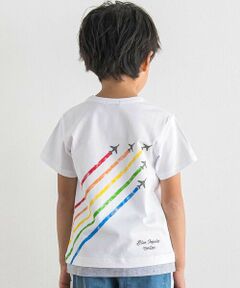 BeBe / べべ Tシャツ | 【ブルーインパルス】スモーク飛行プリント天竺半袖Tシャツ(90~140cm)