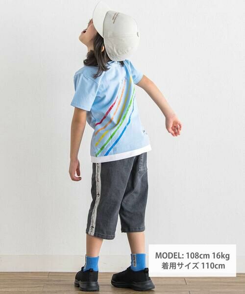 BeBe / べべ Tシャツ | 【ブルーインパルス】スモーク飛行プリント天竺半袖Tシャツ(90~140cm) | 詳細7