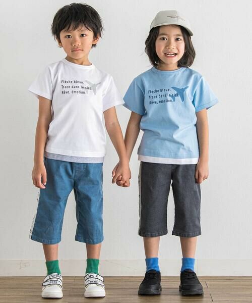 BeBe / べべ Tシャツ | 【ブルーインパルス】スモーク飛行プリント天竺半袖Tシャツ(90~140cm) | 詳細10