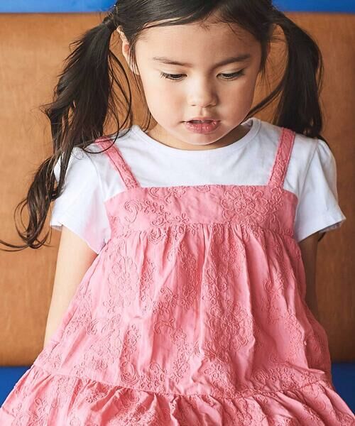 BeBe / べべ Tシャツ | ローン刺しゅうキャミドッキング半袖チュニックTシャツ(90~140cm) | 詳細2